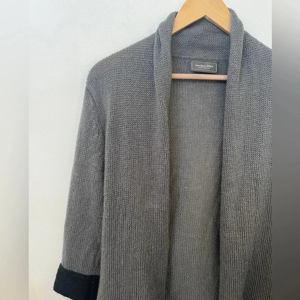 Wooden Ships Paola Buendia Sz S/M Anthropologie Gray OpenCardigan Boho Lagenlook - Picture 11 of 11